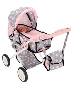 2in1 Poppenwagen 66.5x37x69 cm Grijs/Roze