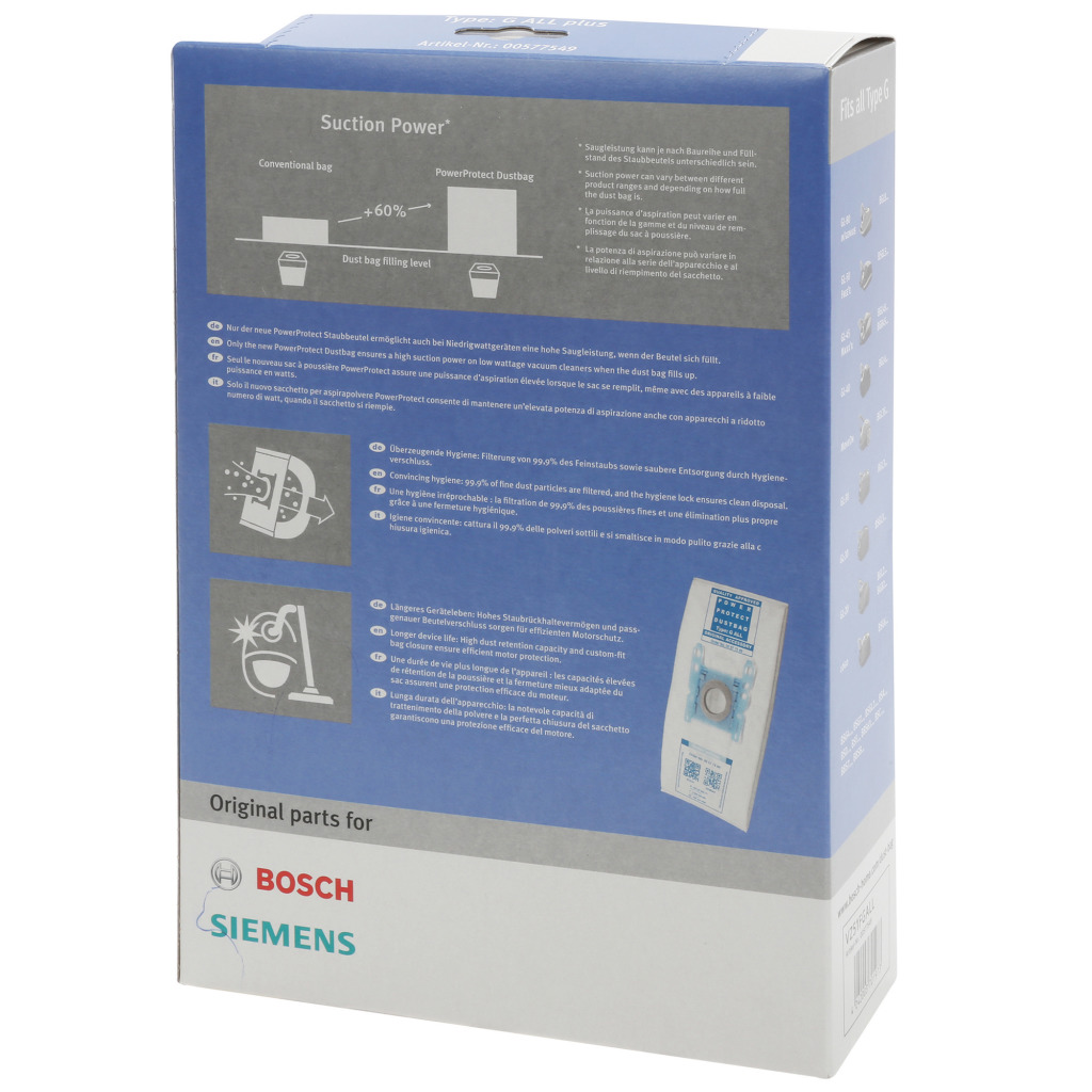 BOSCH SIEMENS BBZ51FGALL Stofzuigerzak Type G PowerProtect Stofzak - Afbeelding 3