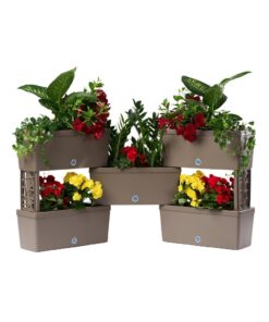 Bama Brick Koppelbare Plantenbakken 75L 59x23x27 cm 5 Stuks Taupe