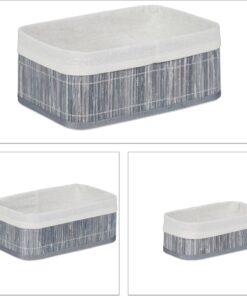 Bamboe Opbergmanden 3 Stuks Grijs/Wit