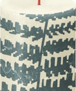 Bolsius Rustiek printed stompkaars 80/68 Soft pearl fern