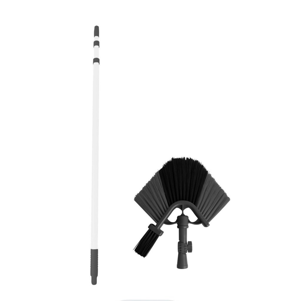 Clean Home Driehoekige Bezem met Telescopische Steel Zwart/Wit