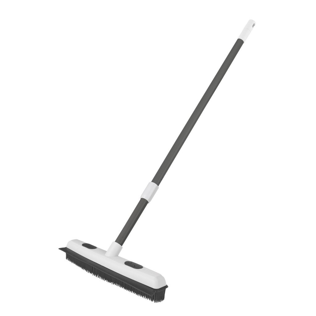 Clean Home Siliconen Bezem met Telescopische Steel Zwart/Wit