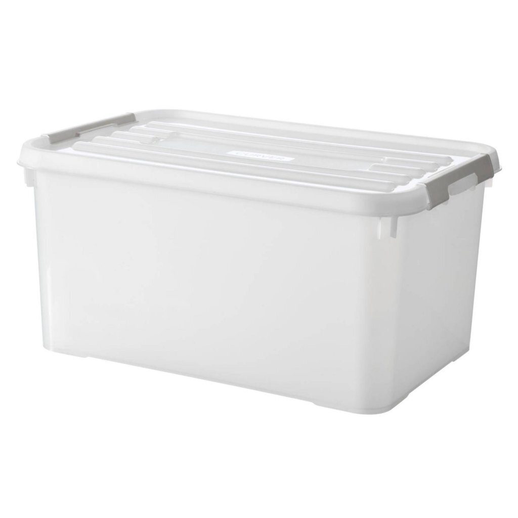 Curver Handy+ Opbergbox 50L Transparant/Grijs/Wit