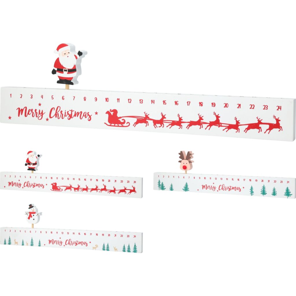 Decoratie Advent Kalender 40 cm Wit/Rood Assorti