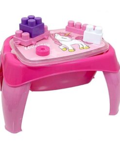 Dolu Eenhoorn Activiteitentafel + 30 Blokken Roze