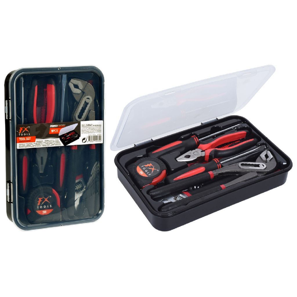 FX Tools Gereedschapset 9-delig Rood/Zwart