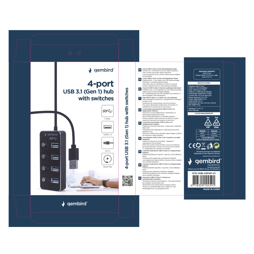 Gembird Gmb Hub 3.1 4-poorts U3p4p-01 - Afbeelding 5