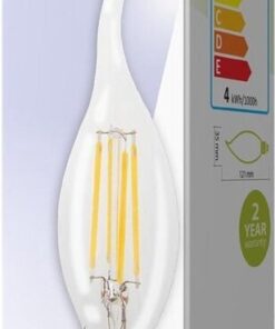 HQ HQLFE14FLTP002 Led Retro Filament Lamp E14 Dimbaar Gebogen Kaars 4 W 345 Lm 2700 K