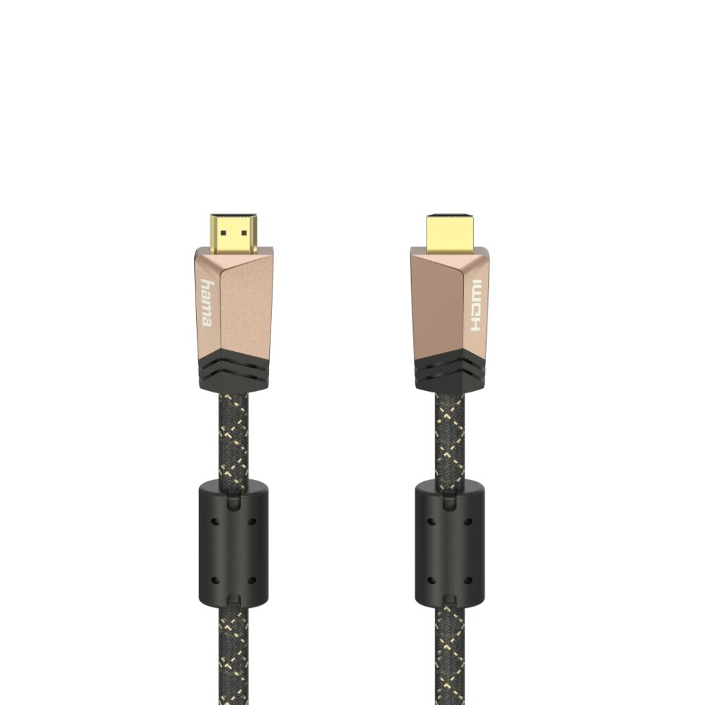 Hama Premium HDMI Kabel Verguld + Ethernet en Ferrietkern 1.5 m Goud/Zwart