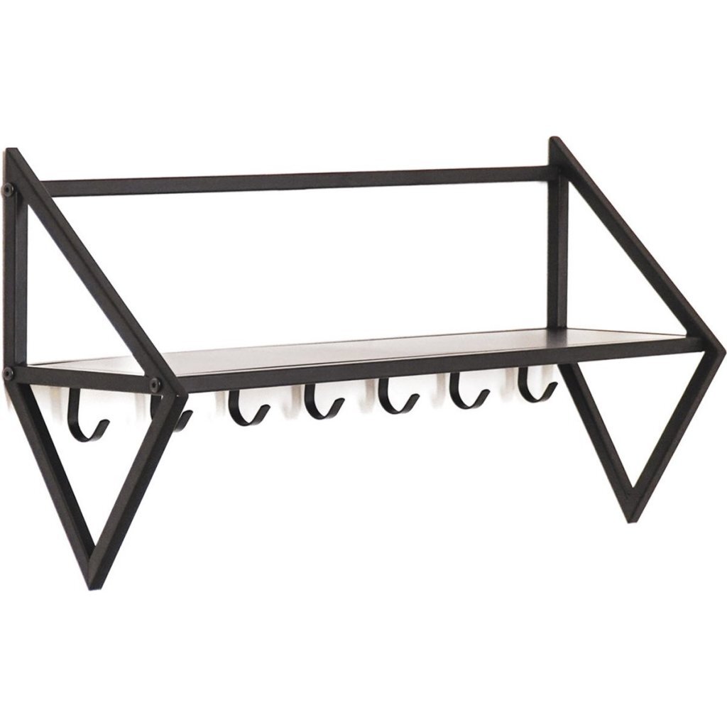 Housevitamin Wandkapstok met 7 Haken 71.5x21.7x36 cm Zwart/Metaal