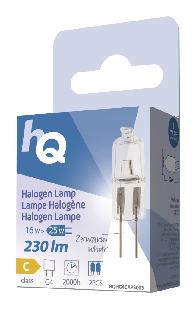 Hq Hqhg4 caps003 Halogeenlamp Capsule G4 16 W 230 Lm 2 800 K - Afbeelding 4