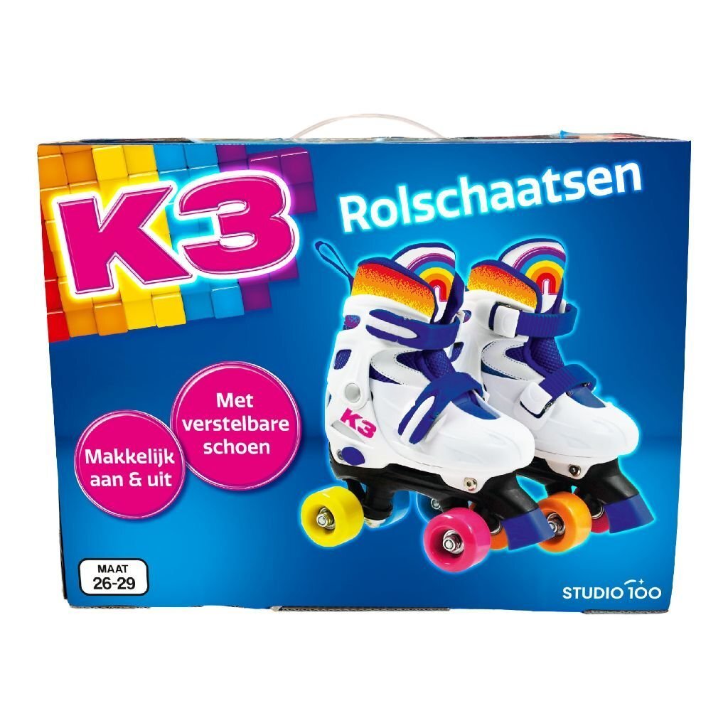 K3 Rolschaatsen Maat 26-29 Wit/Regenboog