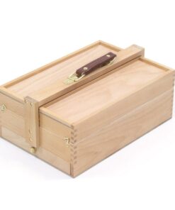 Kangaro K-830051 Gereedschapskist 3 Lagen 4 Laden + Leren Handvat 23.5x13x34 cm Beukenhout/Naturel