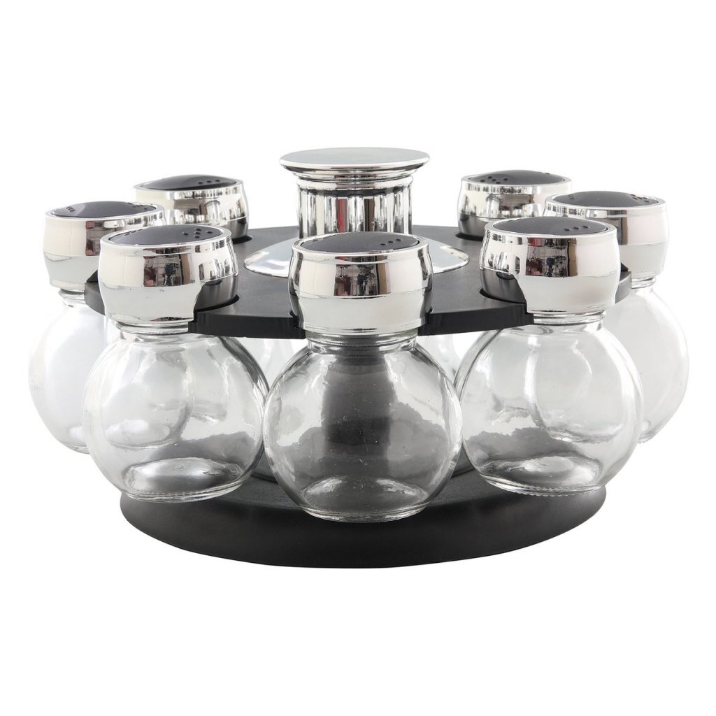 Kruidenrek Draaibaar + 8 Kruidenpotjes 21x12 cm Zwart