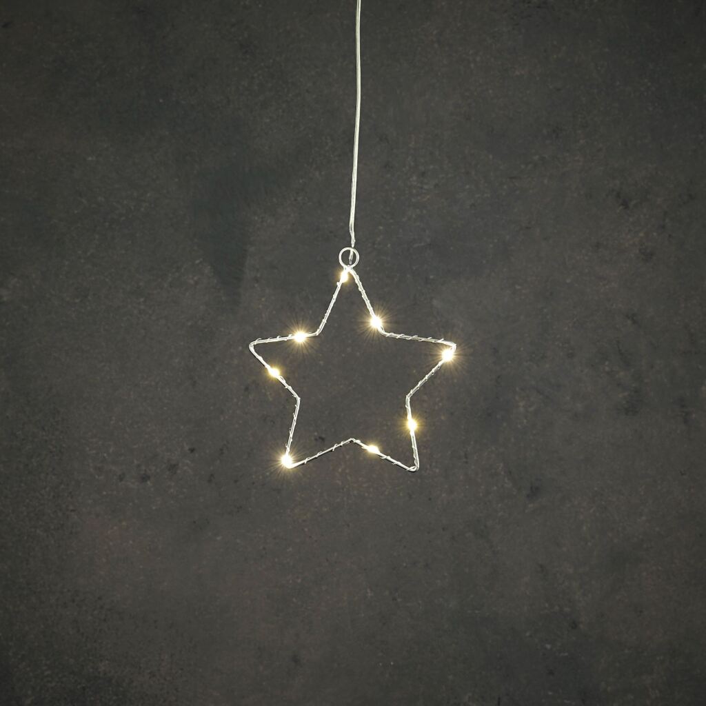 LED Ster 15 cm 8 LEDs Warm Wit Licht Zilver