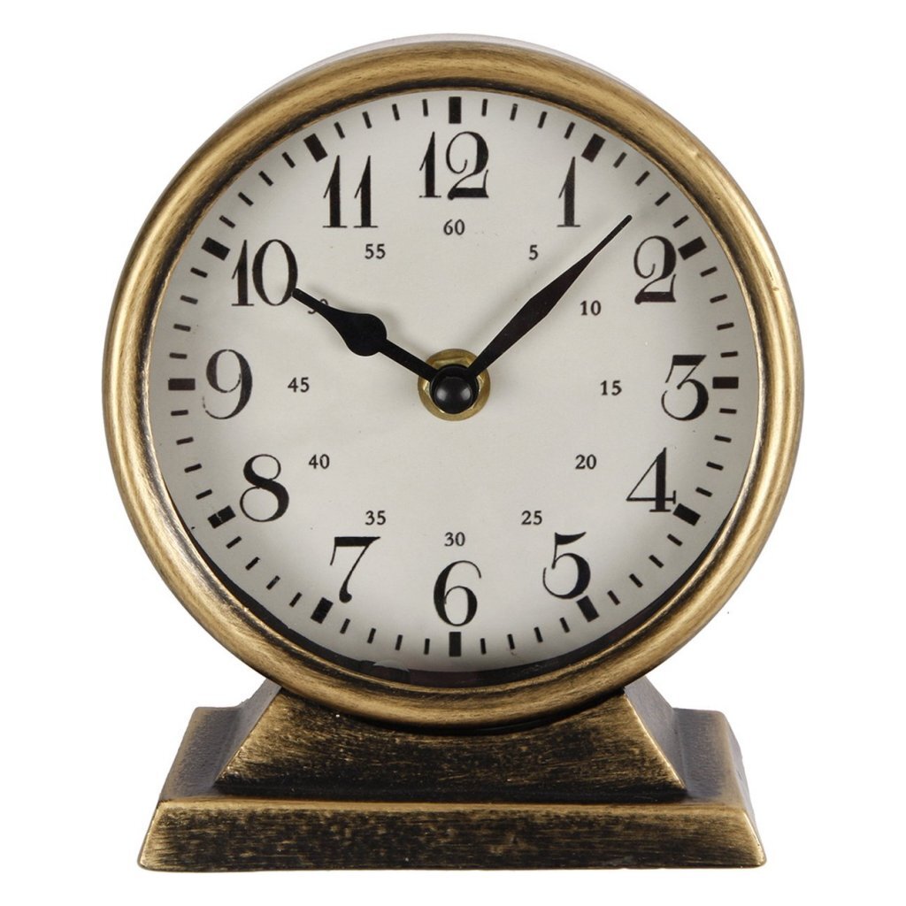 Metalen Klok Caroline 13x6.5x15 cm Goud