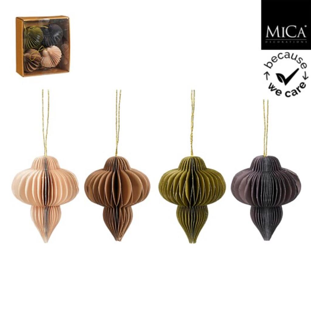 Mica Decorations Papieren Ui Druppel 10x8 cm 4 Stuks Aarde Tinten