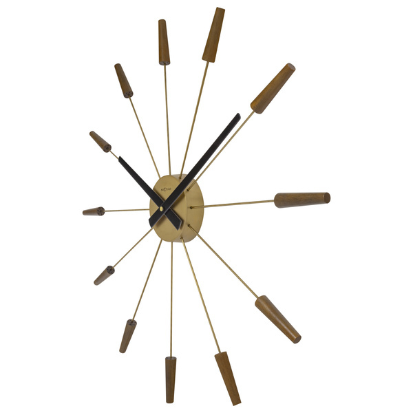 NeXtime NE-2610BR Grote Wandklok - 58cm - Stille Klok -Walnoot Hout - "Plug-Inn" - Afbeelding 3