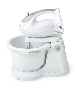 Nedis KAHM110CWT Handmixer 200 W 5-snelheden Turbo-functie Draaikom / 2 Deeghaken / 2 Kloppers Grijs / Wit