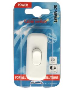 Scanpart Snoerschakelaar Wit 1p 2amp