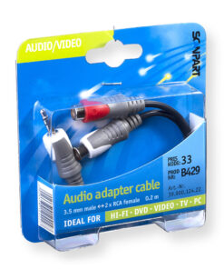 Scanpart Verloopkabel 3.5s(m)-2tulp(f) 0.2m