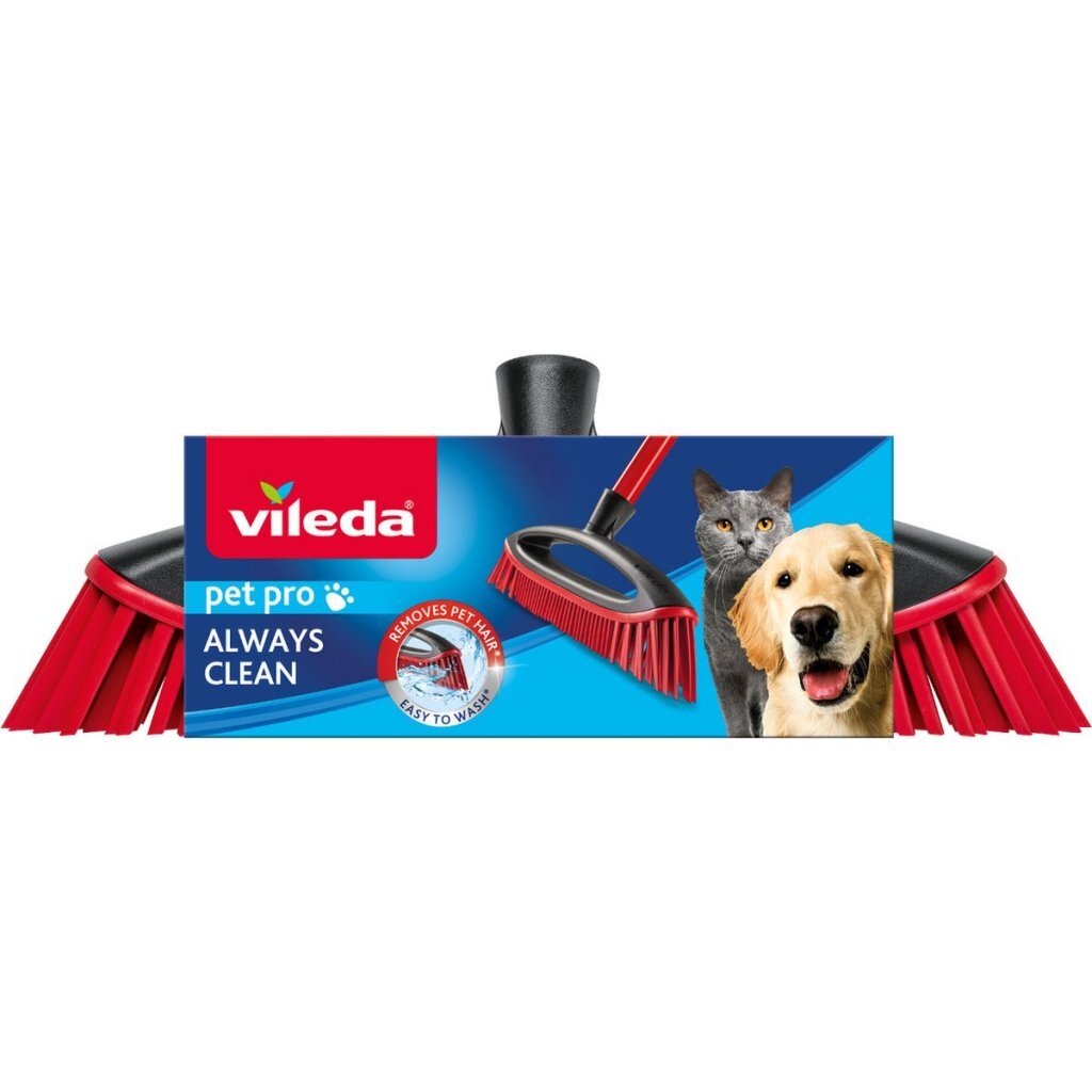 Vileda PetPro Always Clean Bezem Borstel Zwart/Rood